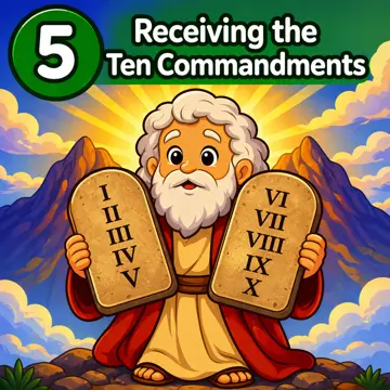 Story face 5: Moses receiving the Ten Commandments